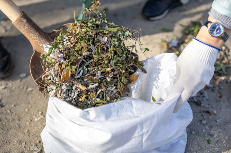 Construction debris prepared for cleanup after a Florida renovation