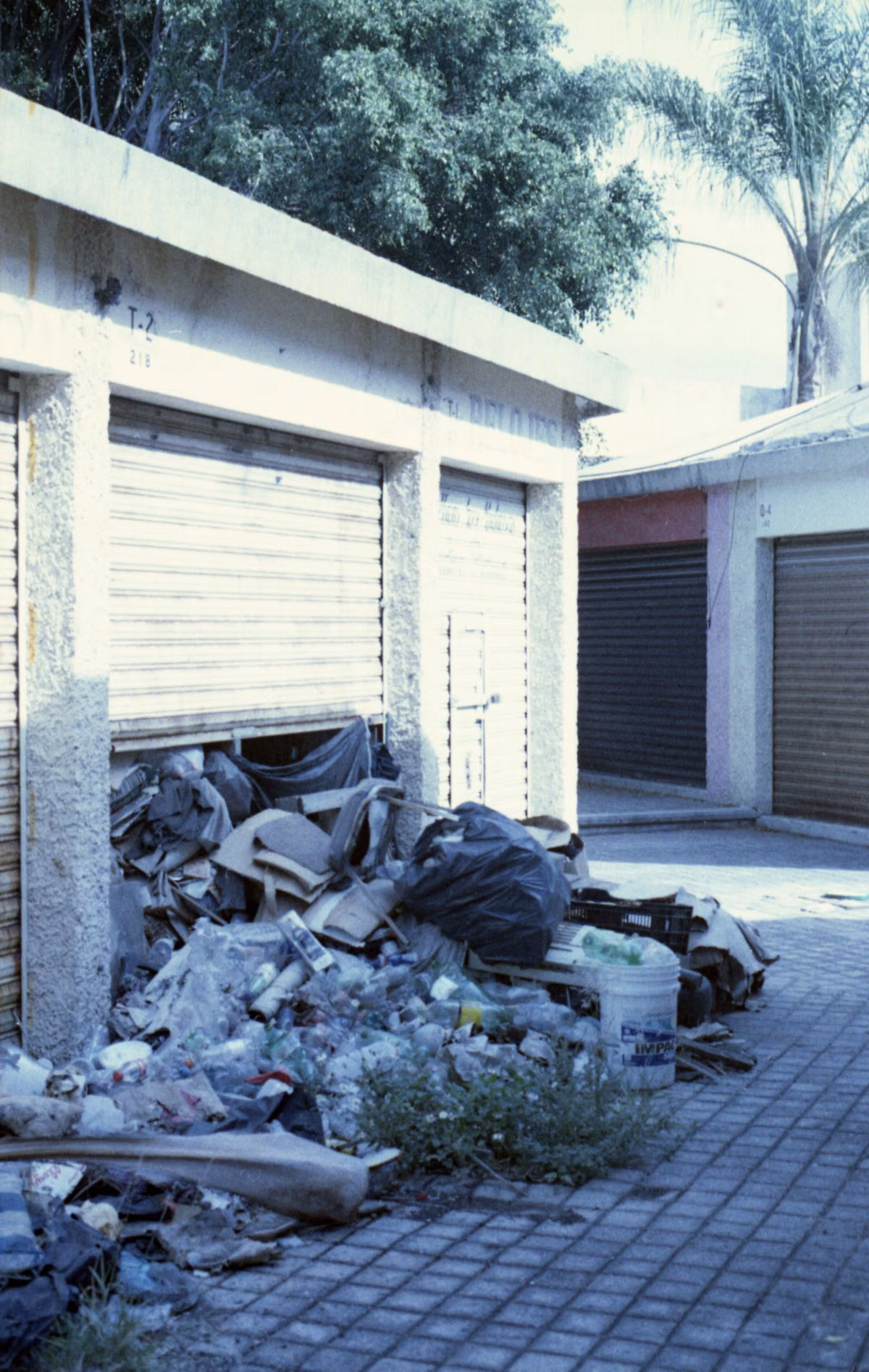 Junk removal team clearing unwanted household items from a residential garage